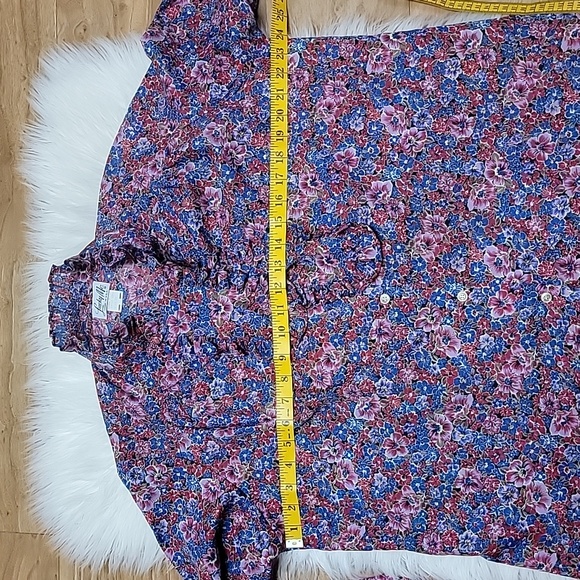 VTG | Multicolored Floral Print Blouse W/ Floppy Bow Tie - Picture 12 of 14